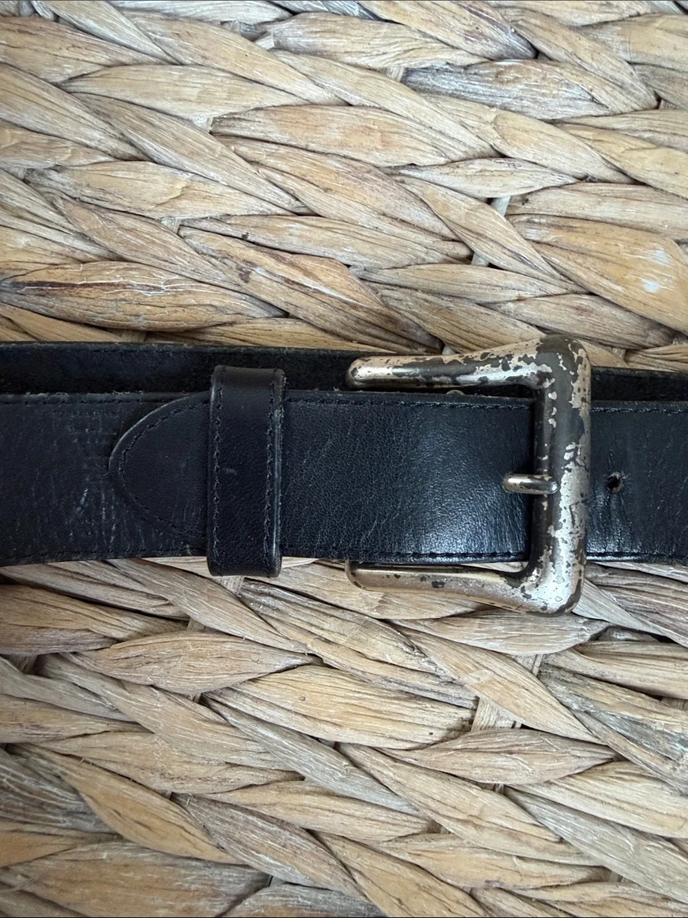 Brighton Black Leather Belt with Decorative Silver Concho